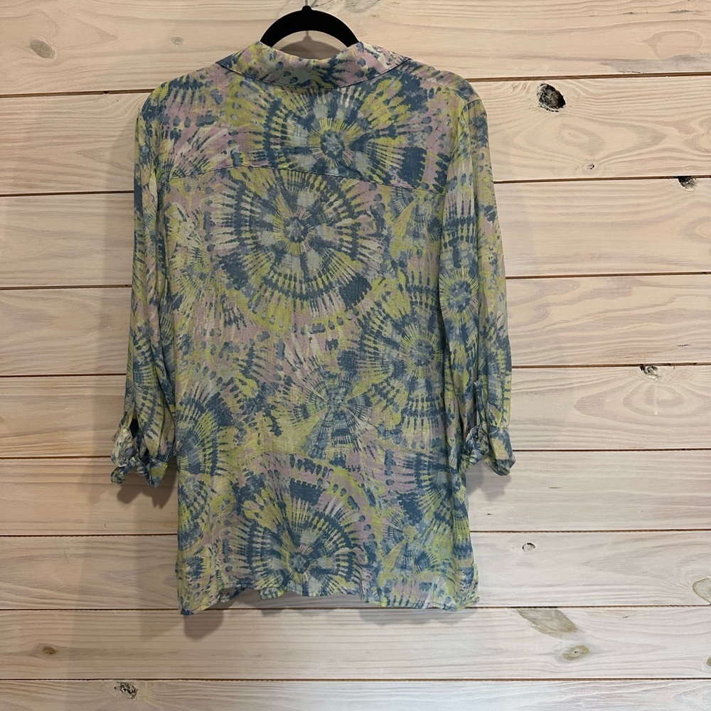 Ruby Rd. Multicolor Tie-Dye Button Down Shirt - Picture 2 of 9